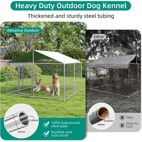 Heavy Duty Outdoor Dog Kennel with Waterproof Cover, UV-Resistant Roof, and Secure Locking Mechanism for Large Dogs - Image 2