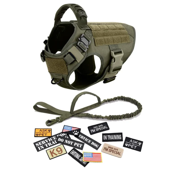 Military Large Dog Harness Collar Leash Bags Patches Set Pet Malinois Training Vests Tactical Dogs Harnesses Accessories - Image 11