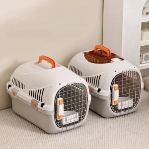 WOYYHO Pet Crates Portable Pet Box Car Cat Kennel Pet Air Box Cat Air Box Iron Mesh Cat Dog Traveling Suitcase