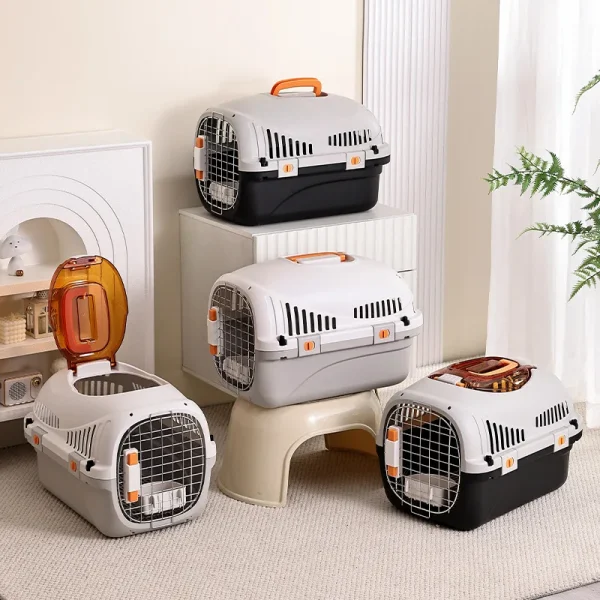 WOYYHO Pet Crates Portable Pet Box Car Cat Kennel Pet Air Box Cat Air Box Iron Mesh Cat Dog Traveling Suitcase - Image 2