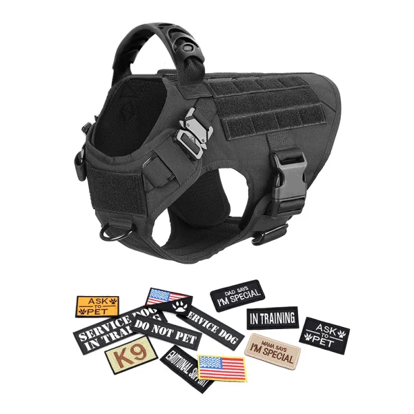 Military Large Dog Harness Collar Leash Bags Patches Set Pet Malinois Training Vests Tactical Dogs Harnesses Accessories - Image 9