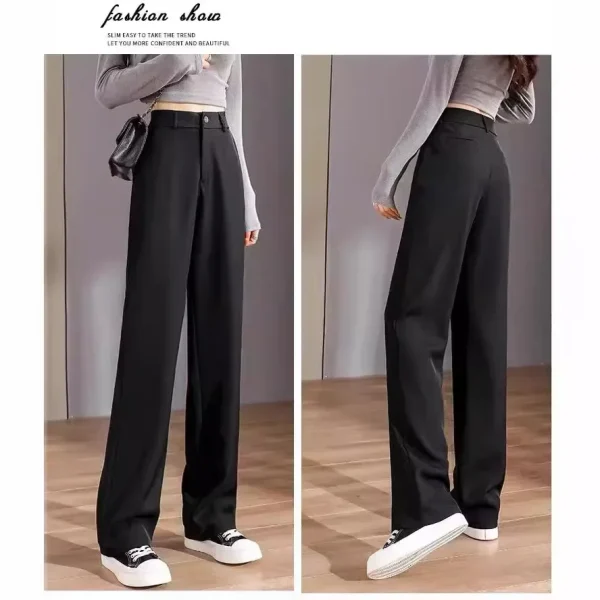 Black Straight-leg Bell Bottoms Pants Women's Petite Size Smoke Pants Professional Ladies Casual Elegant Fashion Trousers - Image 2