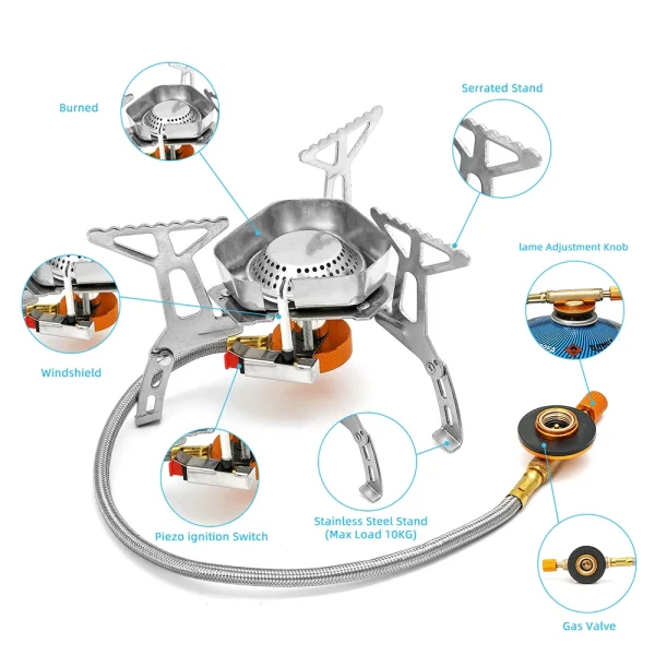 3500W Camping Gas Stove Windproof Outdoor Gas Burner Portable Folding Split Tourist Equipment For Cooking Hiking - Image 3