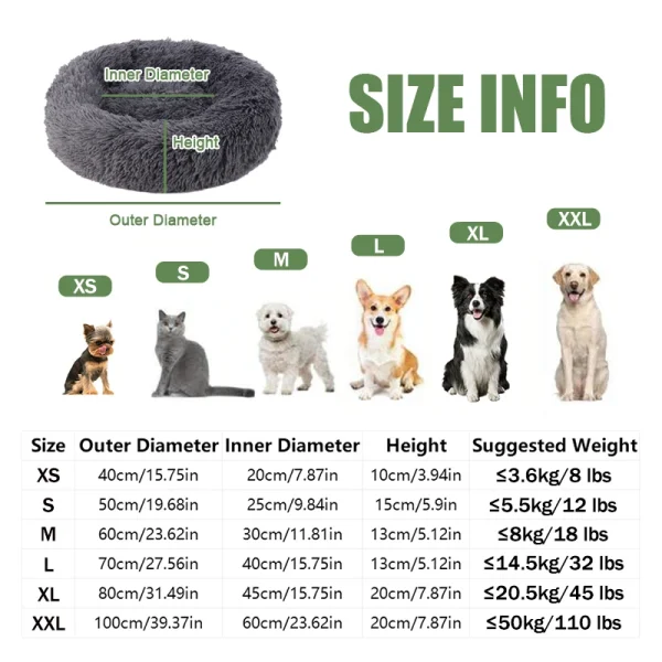 40-100cm Fluffy Pets Dogs Beds Large Round Dog Bed Super Warm Soft Cat House Plush Cat Nest Winter - Image 3
