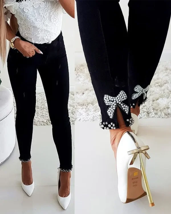 Fashion Skinny Jeans Female Summer Casual Pants Trousers Ladies Vintage High Waisted Jeans Women Bleached Women's Pencil Pants - Image 3