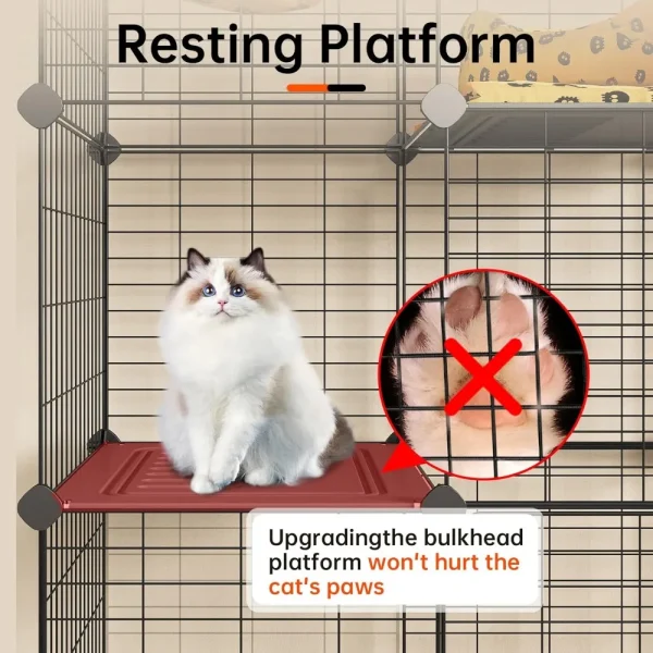 Cat Cage Indoor with Litter Box 4-Tier Cat Playpen Detachable Metal Wire Kennel Crate Large Exercise Place Ideal - Image 3