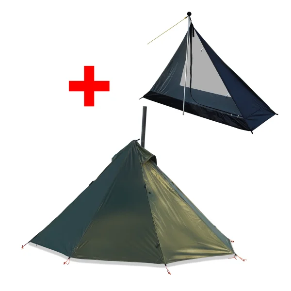 Camping Hot Tent with Chimney Window Outdoor Ultralight Tipi Teepee Tent Pyramid Double Layer Bushcraft 1 Person Tents Hot Tent - Image 11