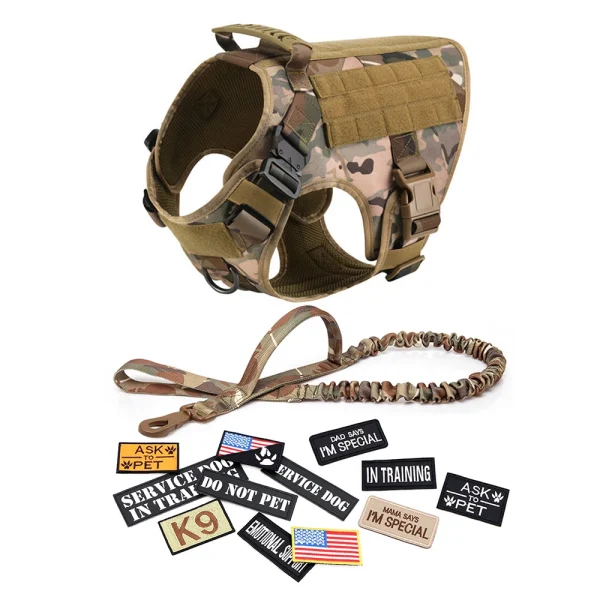 Military Large Dog Harness Collar Leash Bags Patches Set Pet Malinois Training Vests Tactical Dogs Harnesses Accessories - Image 12
