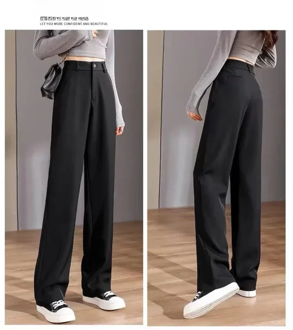 Black Straight-leg Bell Bottoms Pants Women's Petite Size Smoke Pants Professional Ladies Casual Elegant Fashion Trousers - Image 6