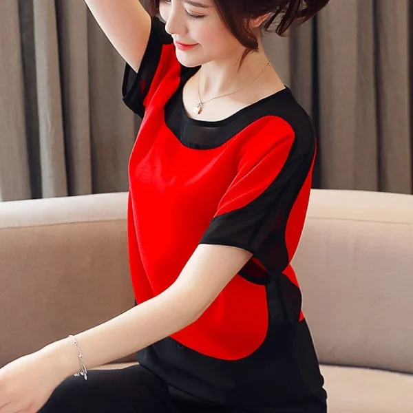 Fashion Women Blouses 2024 Women Blouse Shirt Short Sleeve Casual Chiffon Blouse Women Shirts Womens Tops and Blouses 3397 50 - Image 5
