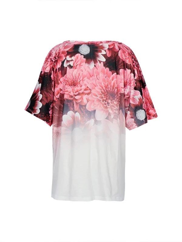 Plus Size Women's V Neck Short Sleeve T Shirt Round Neck Pullover Casual Printed Pattern Summer Best Choice - Image 3