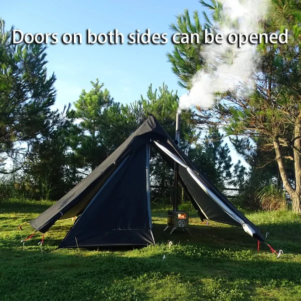 Camping Hot Tent with Chimney Window Outdoor Ultralight Tipi Teepee Tent Pyramid Double Layer Bushcraft 1 Person Tents Hot Tent - Image 3