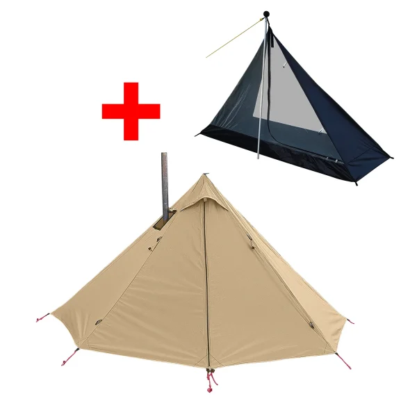Camping Hot Tent with Chimney Window Outdoor Ultralight Tipi Teepee Tent Pyramid Double Layer Bushcraft 1 Person Tents Hot Tent - Image 10