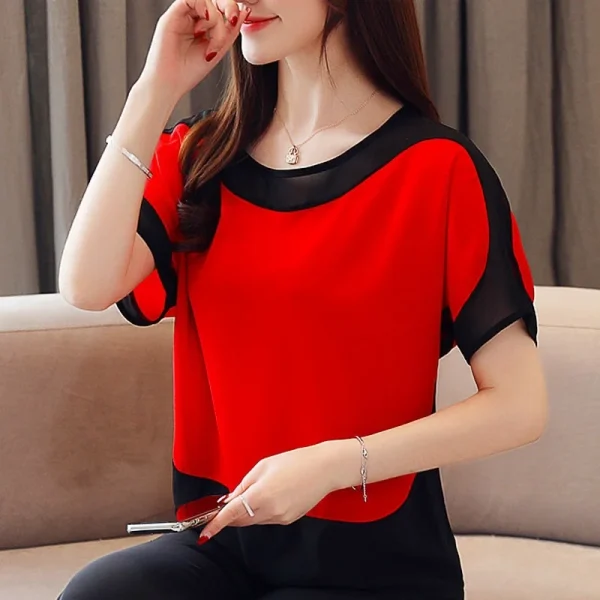 Fashion Women Blouses 2024 Women Blouse Shirt Short Sleeve Casual Chiffon Blouse Women Shirts Womens Tops and Blouses 3397 50 - Image 3