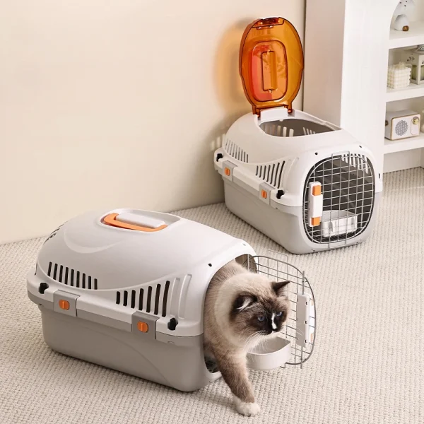 WOYYHO Pet Crates Portable Pet Box Car Cat Kennel Pet Air Box Cat Air Box Iron Mesh Cat Dog Traveling Suitcase - Image 4