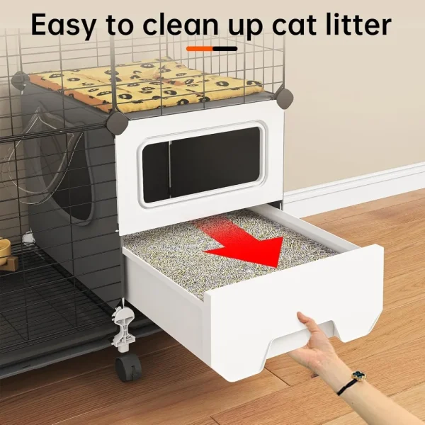 Cat Cage Indoor with Litter Box 4-Tier Cat Playpen Detachable Metal Wire Kennel Crate Large Exercise Place Ideal - Image 2