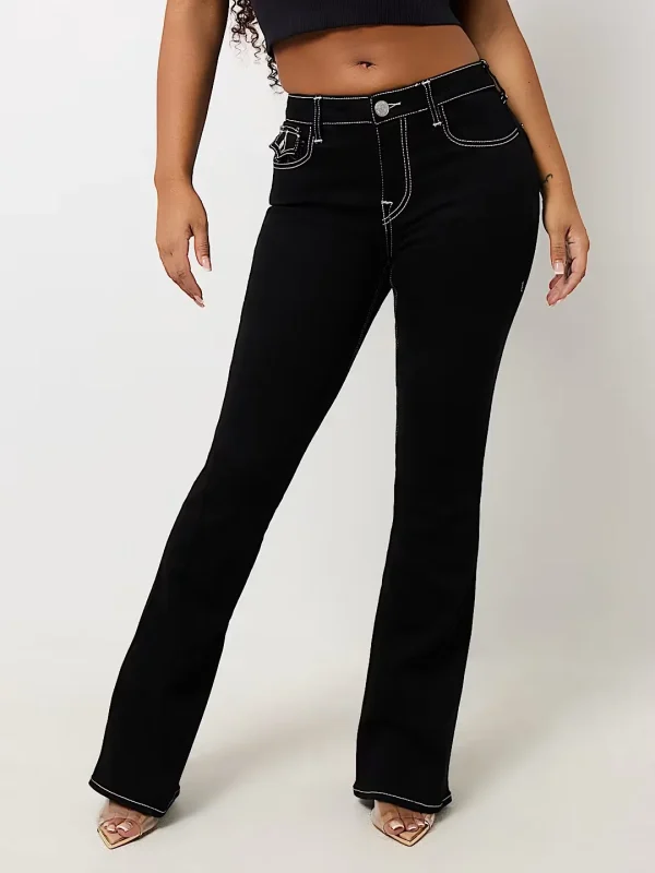 Black Sexy Embroidered Low Rise Jeans for Womens Skinny Jeans Fashionable Flare Jean Casual Washed Pants Sweatwear Denim Pants - Image 2