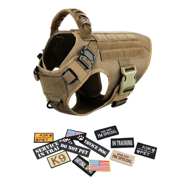 Military Large Dog Harness Collar Leash Bags Patches Set Pet Malinois Training Vests Tactical Dogs Harnesses Accessories - Image 10