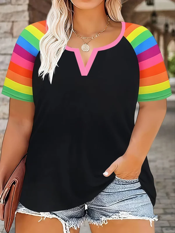 Plus Size Women's Casual Loose Fit Leopard Floral Print Short Sleeve T-Shirt | Oversized Summer Top - Image 2