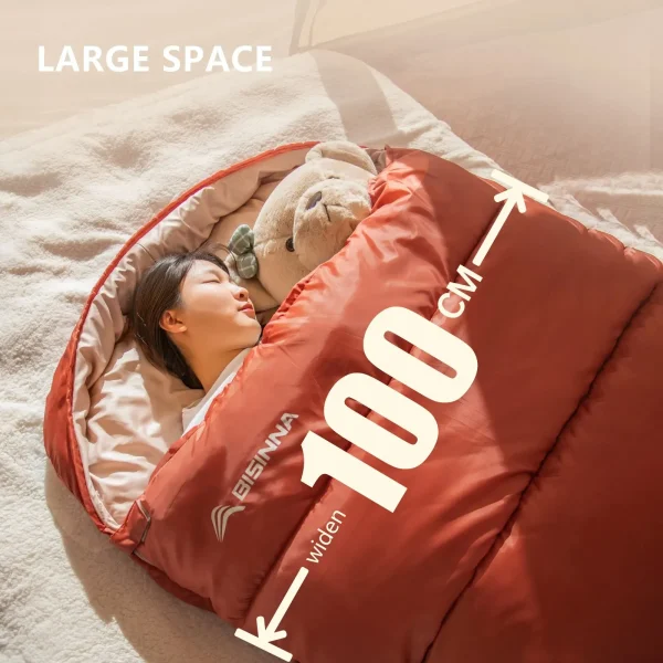 BISINNA Large Camping Sleeping Bag Lightweight 3 Season Loose Widen Bag Long Size for Adult Rest Hiking Fishing - Image 3