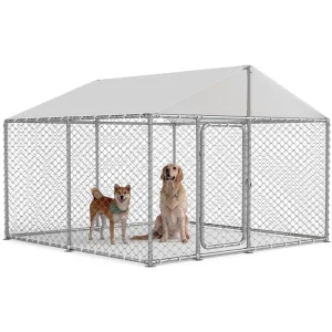 Heavy Duty Outdoor Dog Kennel with Waterproof Cover, UV-Resistant Roof, and Secure Locking Mechanism for Large Dogs